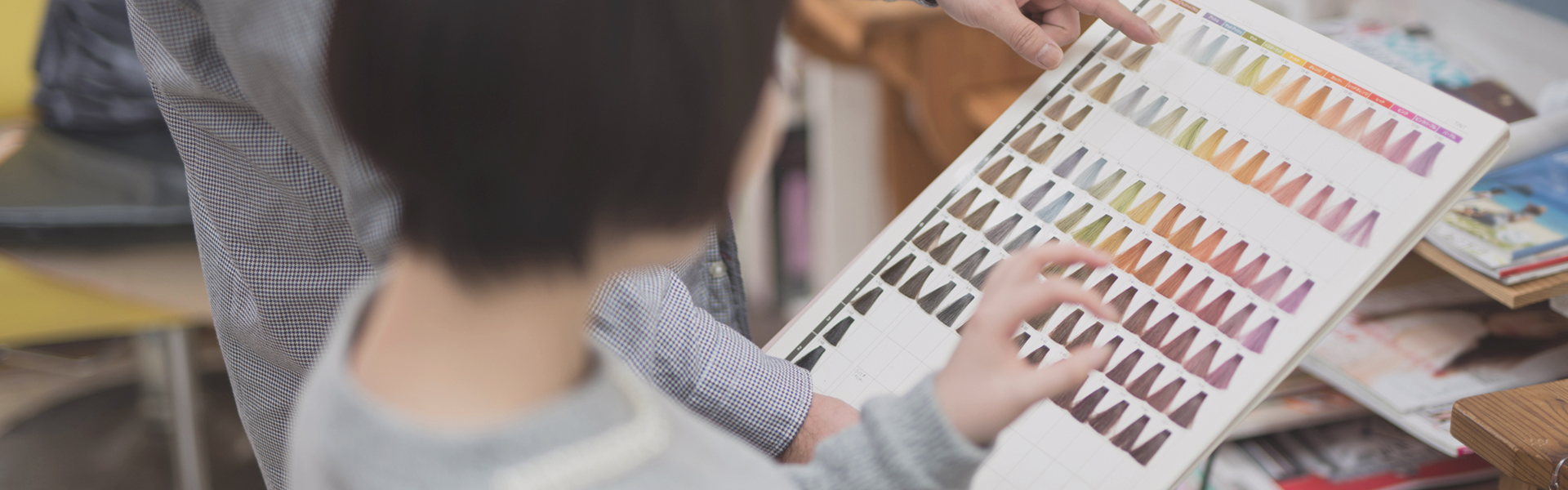 woman picking hair color